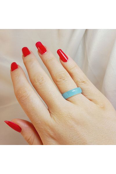 Crystal Atelier Certified Turquoise Natural Agate Stone Evil Eye Ring
