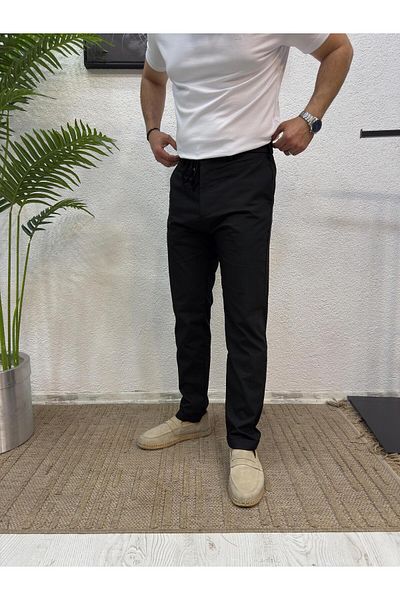 Yubacollection Double Leg Fabric Trousers Black