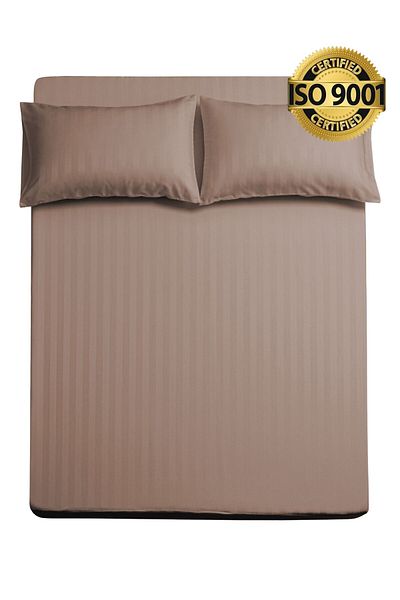 Master Home Textile طقم ملاءات كوين من الألياف الدقيقة، مقاس كوين، 3 قطع، تصميم خطوط فندقية