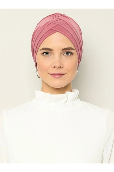 Mervin Şal Women's Cross Three-Band External Bonnet Ready Turban