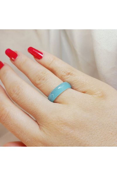 Crystal Atelier Certified Turquoise Natural Agate Stone Evil Eye Ring