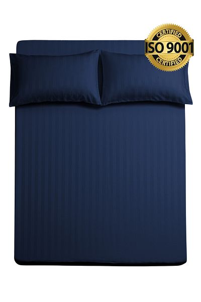 Master Home Textile طقم ملاءات كينج من الألياف الدقيقة، مقاس كينج، 3 قطع، تصميم خطوط فندقية
