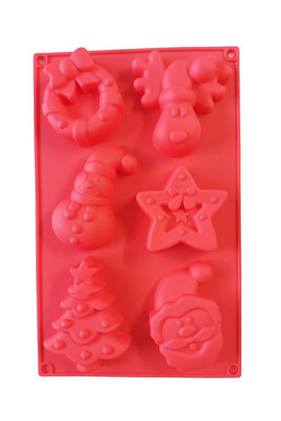 BV Silicone cake mold, Christmas theme, 6 cavities, Red, 27 cm, 479COF