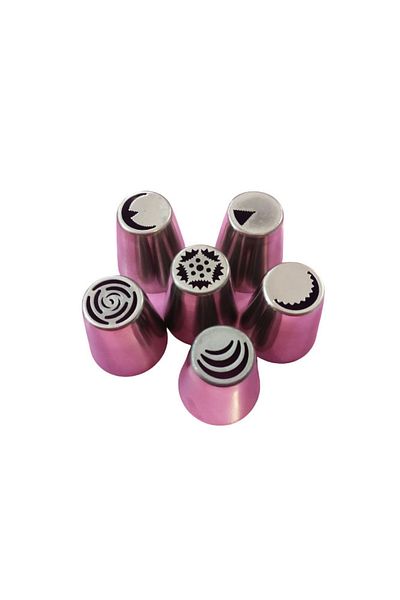 BV Set of 6 ornate stainless steel shower heads, Rose, 57COF