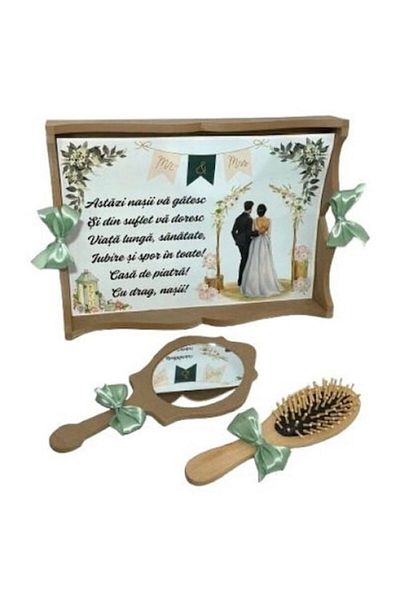 OEM Set tava pentru gatitul miresei, personalizat mire si mireasa, format din 3 piese