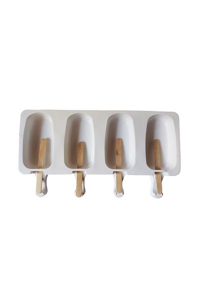 BV Formă de înghețată din silicon, 4 cavități, albă, 26 cm, 308COF