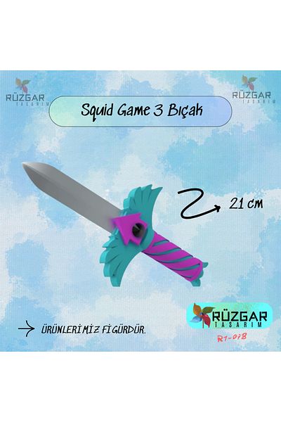 Rüzgar Tasarım Squid Game 3 Knife Figure Knife (1 Squid Game Key with Gift)