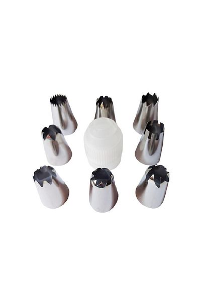 BV Set of 8 ornate stainless steel shower heads with adapter included, 4.5 cm, Rose, 363COF
