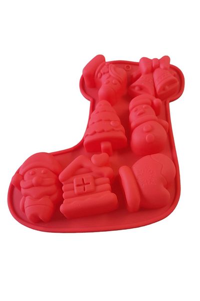 BV Silicone cake mold, Christmas theme, 7 cavities, Red, 22 cm, 486COF