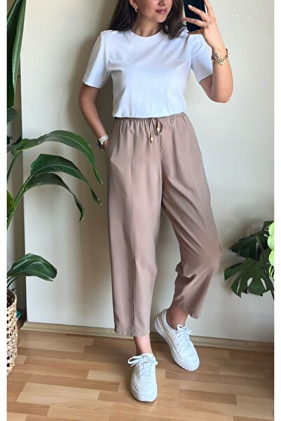 Butik NUDE BELİ LASTİKLİ PANTOLON