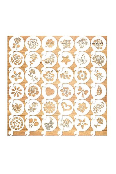 BV Set of 50 stencils for decorating coffee cups, for painting, White, 8.7 cm, A1427
