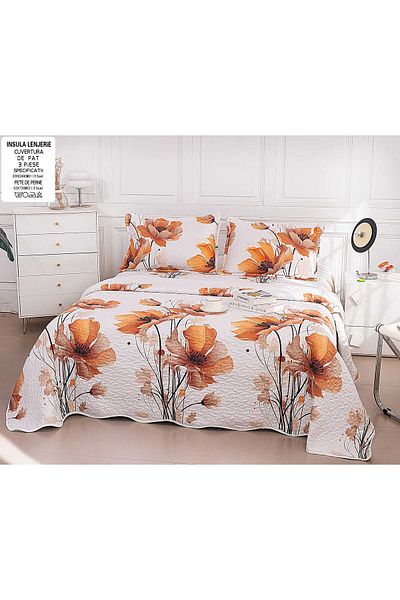 FIONNA.RO Quilted Cotton Quilt with Two Sides - Autumn Flowers