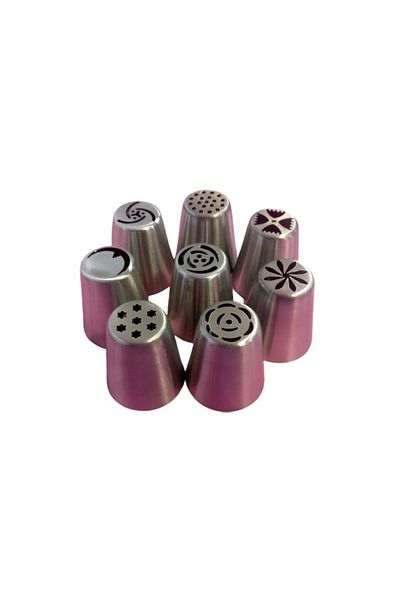 BV Set of 8 ornate stainless steel shower heads with adapter included, 4.2 cm, Rose, 84COF