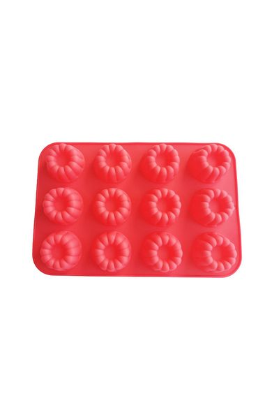 BV Silicone mold 12 cavities, For cakes, Muffins, Red, 29 cm, 231COF