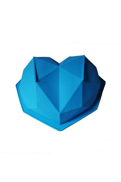 BV Formă de silicon în formă de inimă, diamant, pentru blat de tort, albastru, 21 cm, 297COF