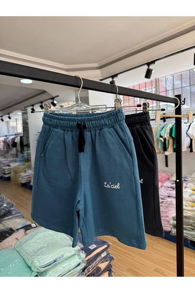 ZRA Плетени баскетболни шорти с еластична талия под коляното Vanilla Avenue Laciel Paris в синьо