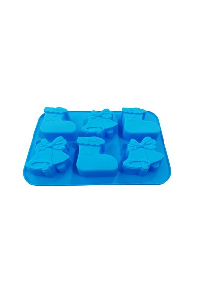 BV Formă de silicon cu 6 cavități, Temă Sărbători de Iarnă, Pentru prăjituri sau brioșe, Albastră, 26 cm, 237COF