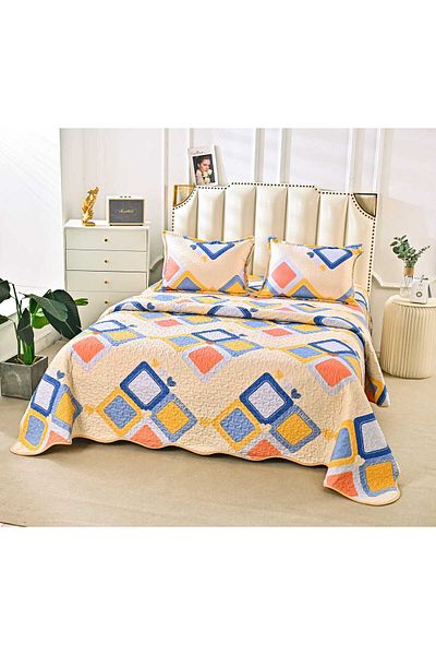 FIONNA.RO Quilted Cotton Quilt With Two Sides - Beautiful Flowers
