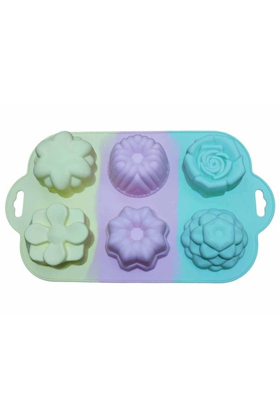 BV Silicone cake mold, floral pattern, heat-resistant, 6 cavities, 535COF
