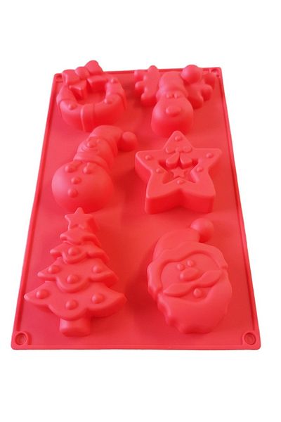 BV Silicone cake mold, Christmas theme, 6 cavities, Red, 27 cm, 479COF