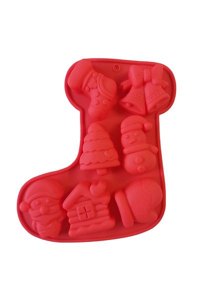 BV Silicone cake mold, Christmas theme, 7 cavities, Red, 22 cm, 486COF