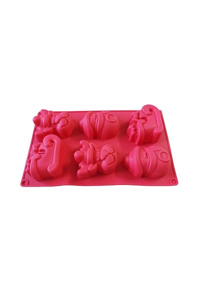 BV Silicone cake mold, Christmas theme, Carriage, Snowman, Reindeer, 6 cavities, Red, 27 cm, 485COF