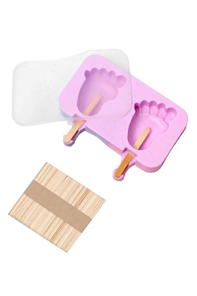 BV Formă de înghețată din silicon, Picior de copil 2 cavități cu capac din si...