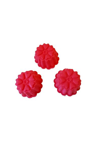BV Silicone muffin mold, 3 cavities, Red, 9 cm, 331COF
