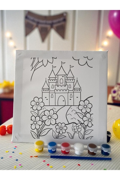 Asra Çocuk Tuval Boyama Seti (TUVAL, FIRÇA VE 6 RENK AKRİLİK BOYA SETİ) Hobi Seti Mini Tuval