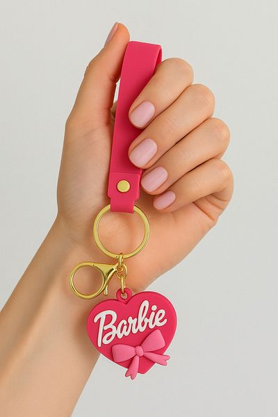 EFAYNU Barbie Designed Pink Heart 3D Silicone Keychain – Cute and Stylish Accessory