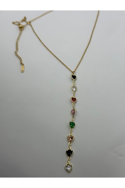 isikaccessories قلادة Y ملونة باللون الذهبي