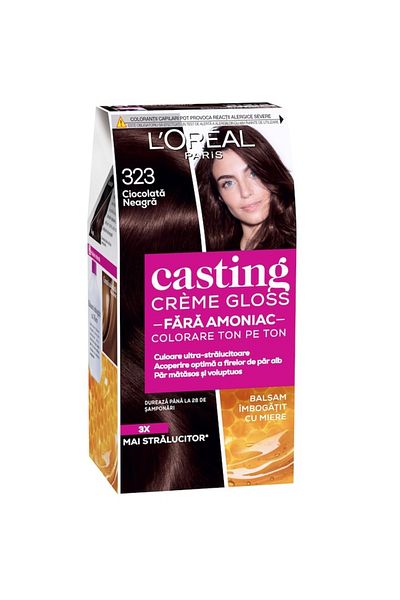 L'Oreal Paris Pachet 2x Casting Creme Gloss 323 Negru Ciocolatiu, 180 ml