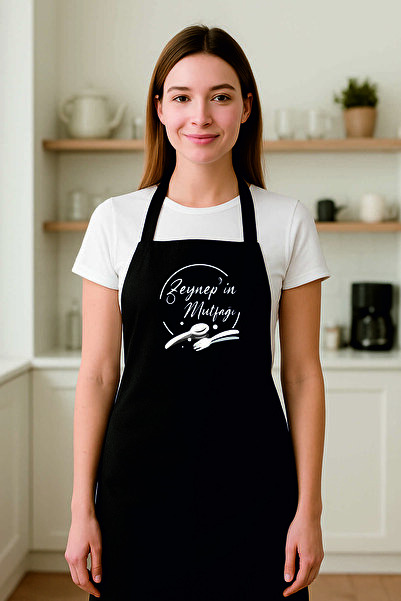 AFMAT Atölye Kişiye Özel “Zeynep’in Mutfağı” Yazılı Siyah Mutfak Önlüğü – Kadın Erkek Önlüğü