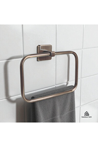 İSAOĞLU YAPI Antik Gold Banyo Havluluk Kare Modern Tasarım Pirinç Malzeme Esk...