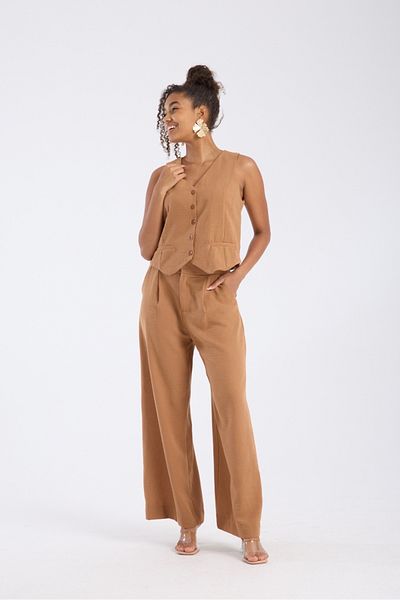 Su Moda Women's Trousers Plazzo Linen with Pockets Comfortable Fit