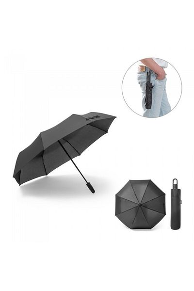 dalimag Pongee Umbrella, Automatic Opening and Closing, 25 cm, Black