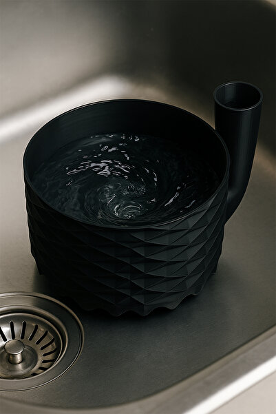 YeşilEv وعاء غسيل الخضار والفواكه باللون الأسود – مع مصفاة وفتحة تصريف