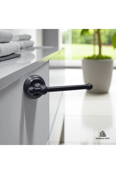İSAOĞLU YAPI Black Toilet Paper Holder Vintage Design Special Series Bathroom Toilet Paper Holder Brass Material