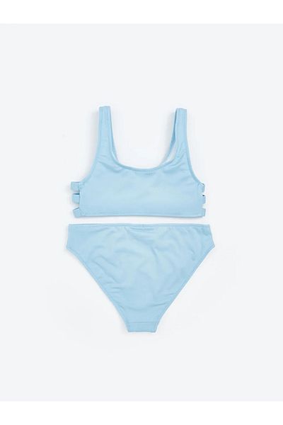 LC Waikiki Lcw Kids Blue Quick Dry Uv Protection Stitch Printed Girls Bikini
