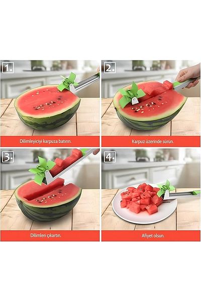 Eşya Dünyası Practical Stainless Steel Watermelon Slicer - Ergonomic and Safe Fruit Cutter