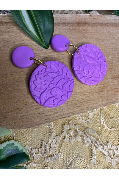 VIVINCA Handmade Polymer Clay Colorful Vibrant Lightweight Earrings - Vivinca Color of Soul Lilac