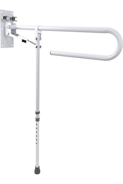 Stander Mondo Medical Bathroom Toilet Grab Bar - White Stainless Steel Foldable Toilet Support Aid Rail with