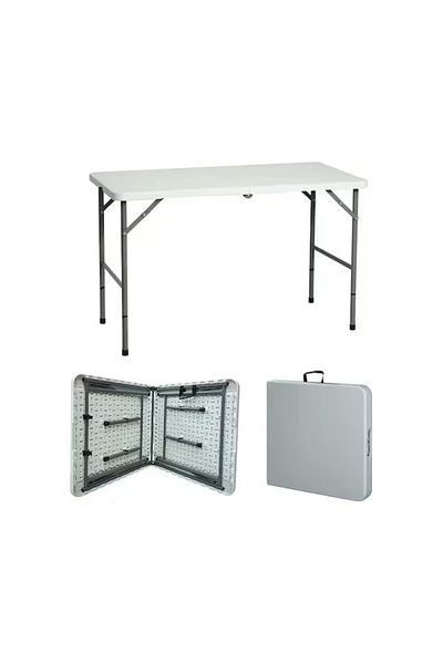 dalimag Folding table, garden, camping, steel frame, 122x61x74 cm, white