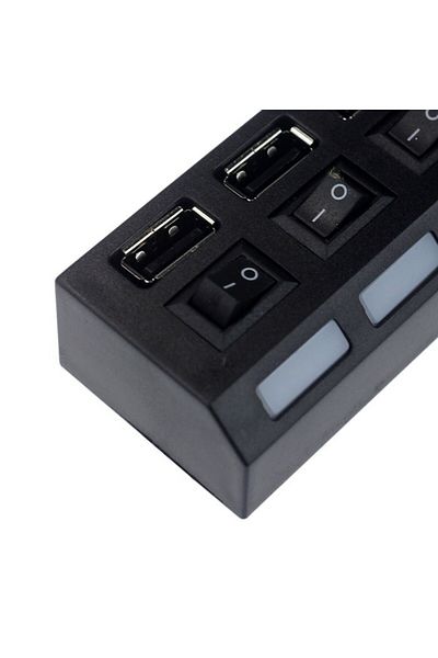 dalimag USB hub, 4 slots, 4 buttons, 4 LEDs, 11 x 3 x 4 cm, black