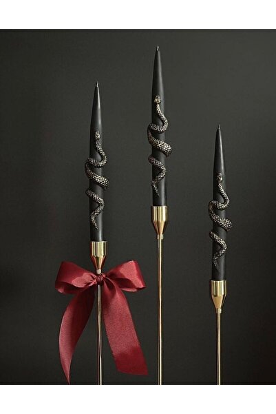 SCA CANDLE Dekoratif mum Şamdanlık mum Yılan model Siyah renk 2 kili