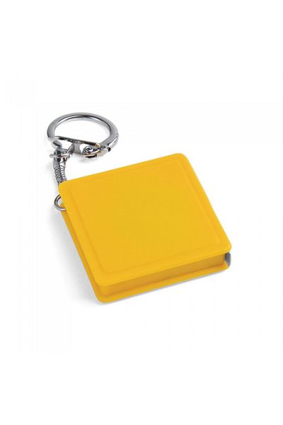dalimag 1 meter tape measure, key chain, square, automatic closing system, 40 x 40 x 9 mm, yellow