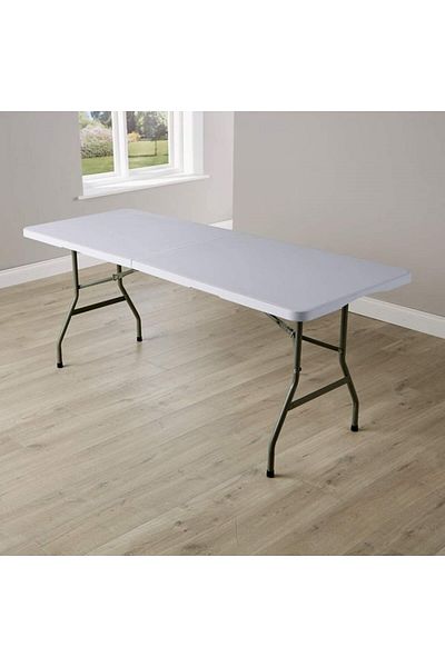 dalimag Folding table, garden, camping, steel frame, 180x75x75, white