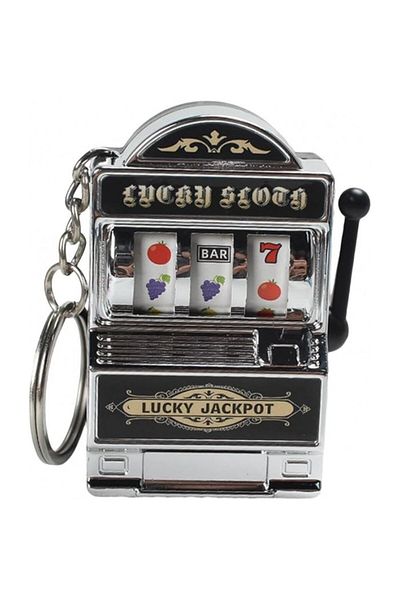dalimag Slot Machine Model Keychain, Functional Mechanism, 4x6 cm, Plastic, Silver