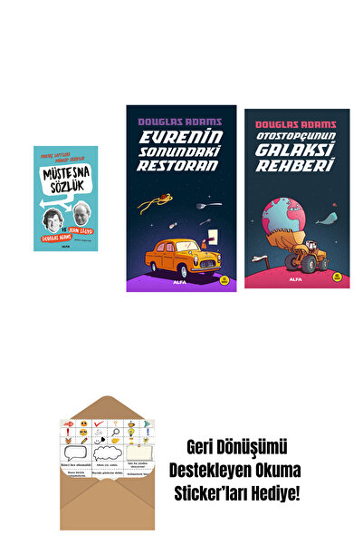 Alfa Yayınları Douglas Adams 3 Kitap Set + Okuma Sticker'ları
