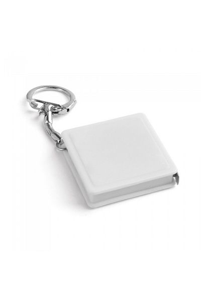 dalimag 1 meter tape measure, keychain, square, automatic closing system, 40 x 40 x 9 mm, white